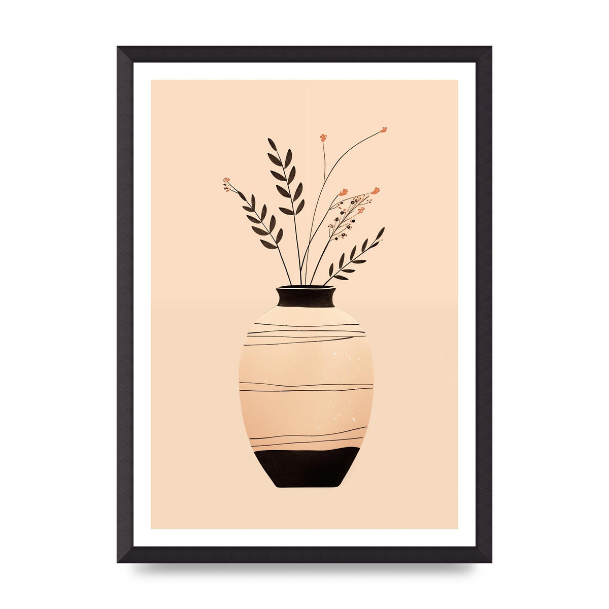 Boho Elegance Vase in Light Brown and Black
