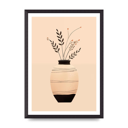 Boho Elegance Vase in Light Brown and Black