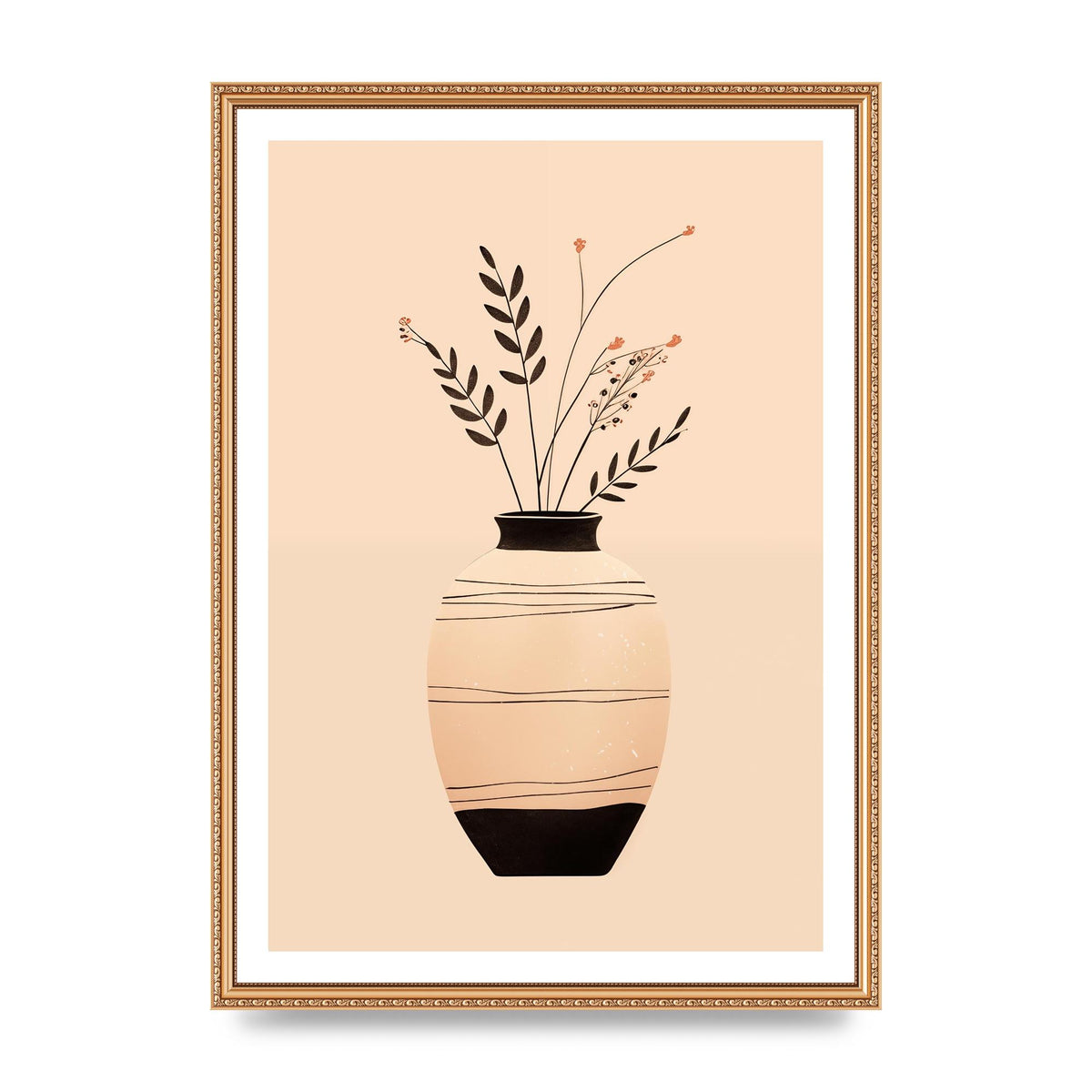 Boho Elegance Vase in Light Brown and Black