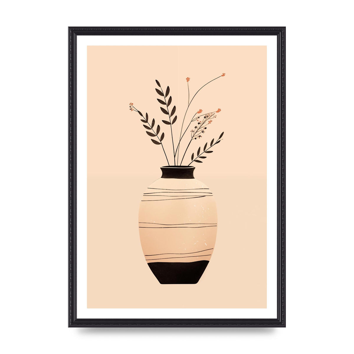 Boho Elegance Vase in Light Brown and Black