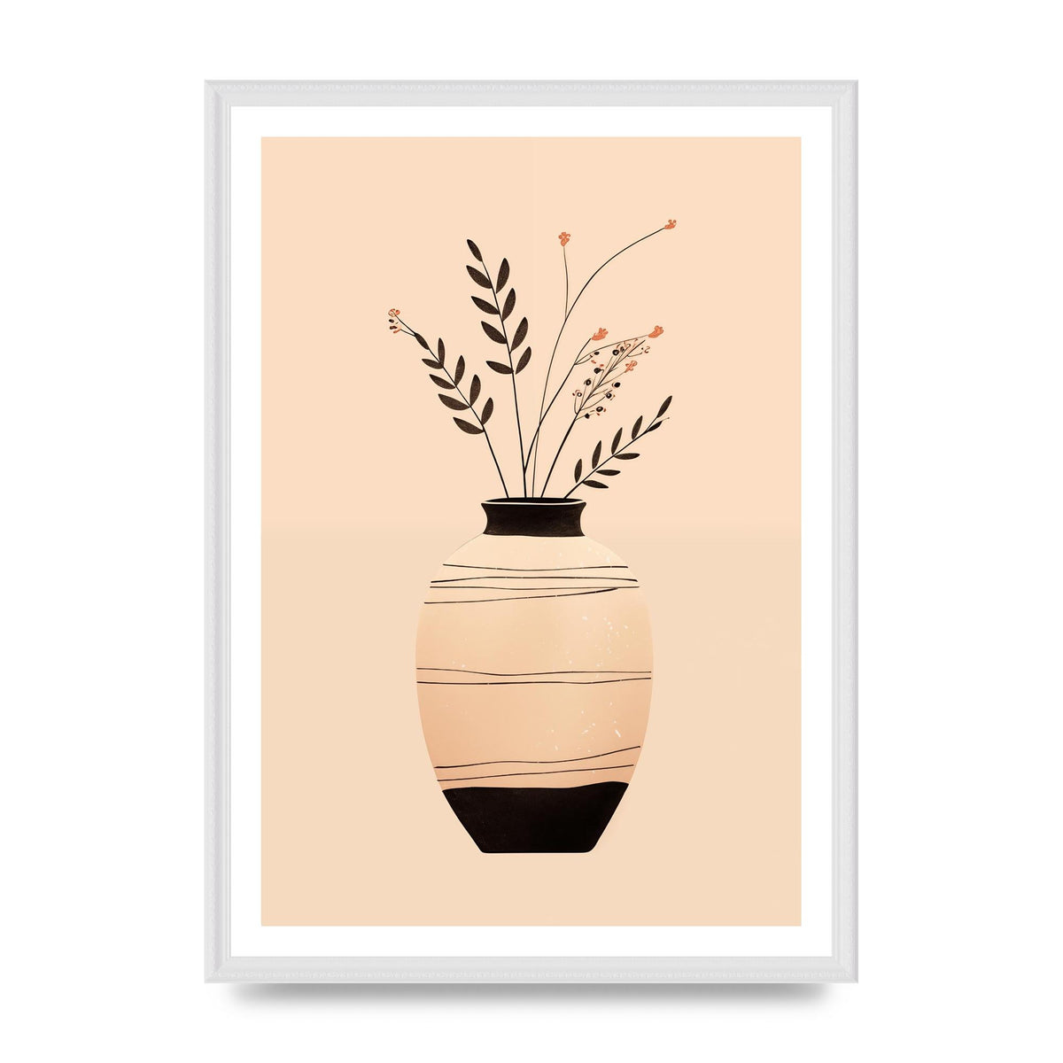 Boho Elegance Vase in Light Brown and Black