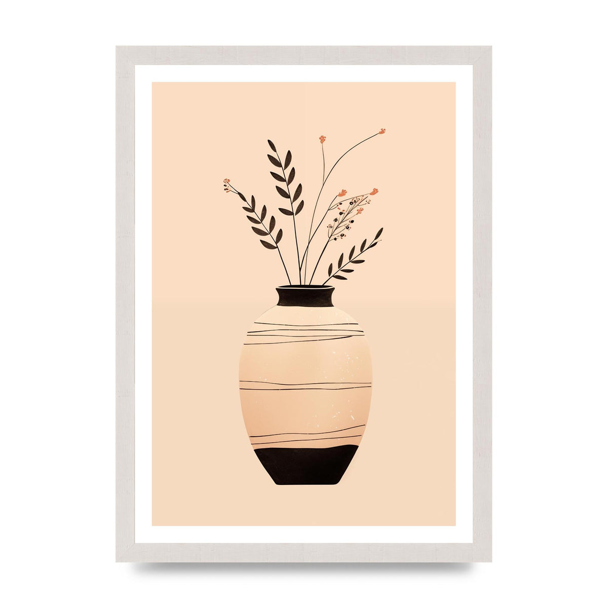 Boho Elegance Vase in Light Brown and Black