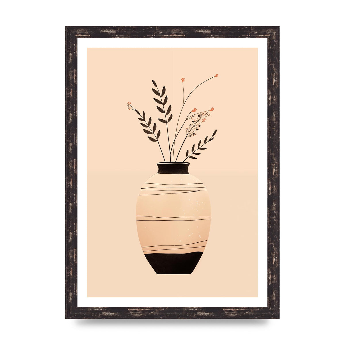 Boho Elegance Vase in Light Brown and Black