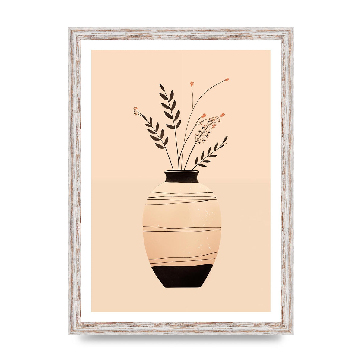 Boho Elegance Vase in Light Brown and Black