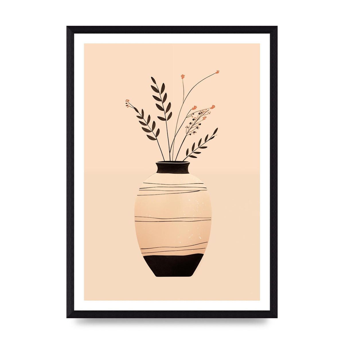 Boho Elegance Vase in Light Brown and Black