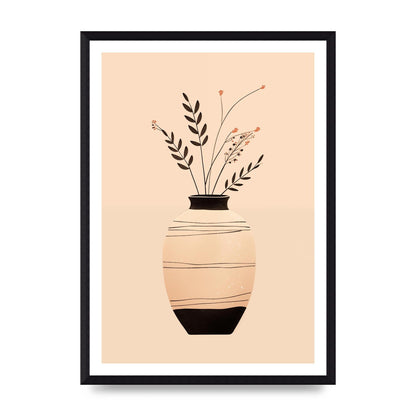 Boho Elegance Vase in Light Brown and Black