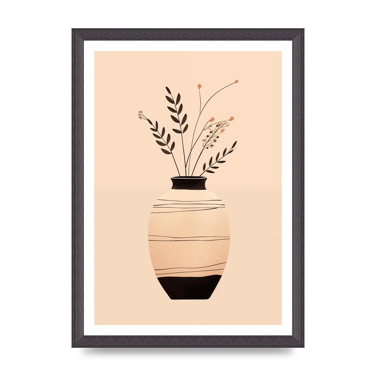 Boho Elegance Vase in Light Brown and Black