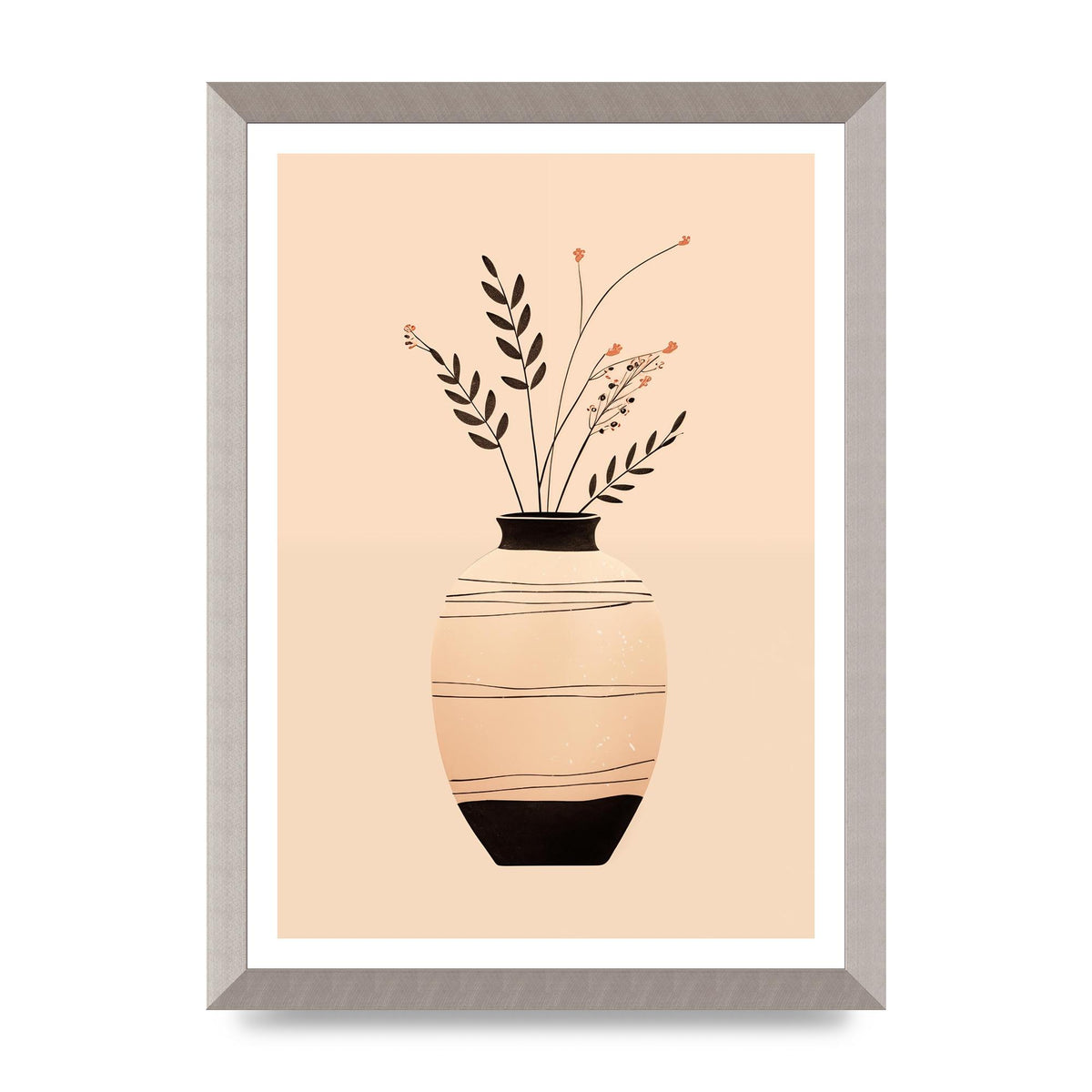 Boho Elegance Vase in Light Brown and Black