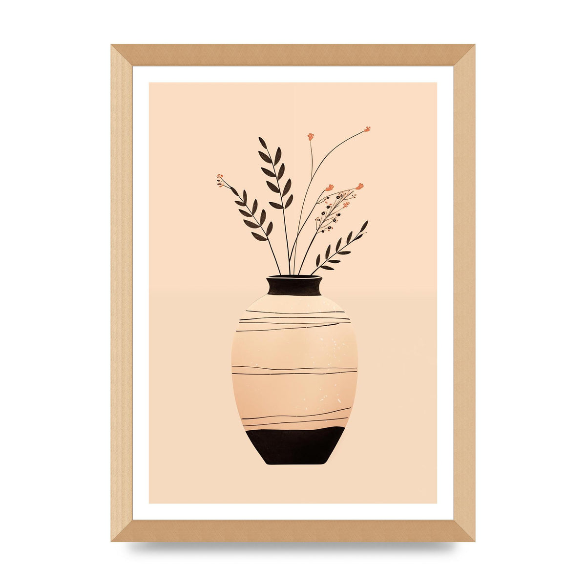 Boho Elegance Vase in Light Brown and Black