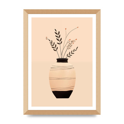 Boho Elegance Vase in Light Brown and Black