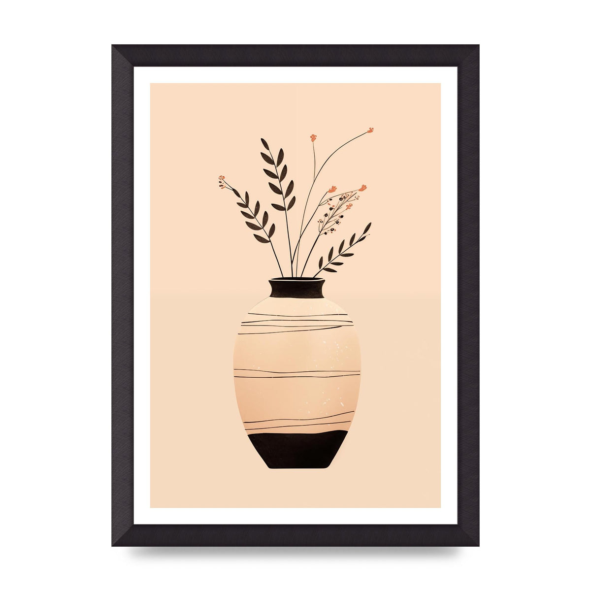 Boho Elegance Vase in Light Brown and Black