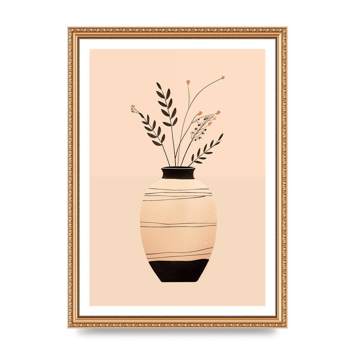 Boho Elegance Vase in Light Brown and Black