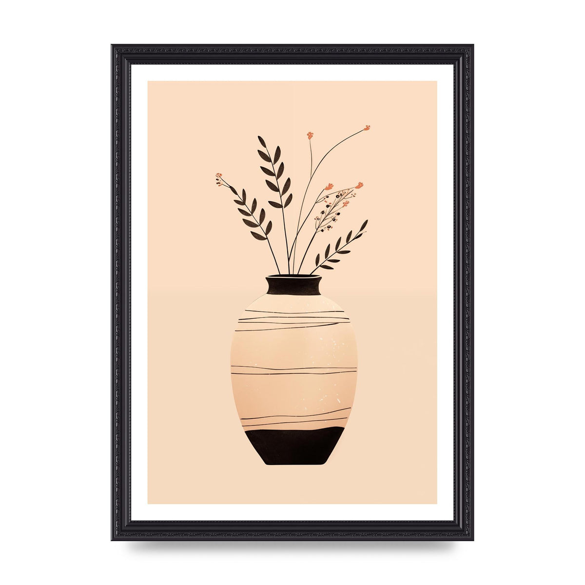 Boho Elegance Vase in Light Brown and Black