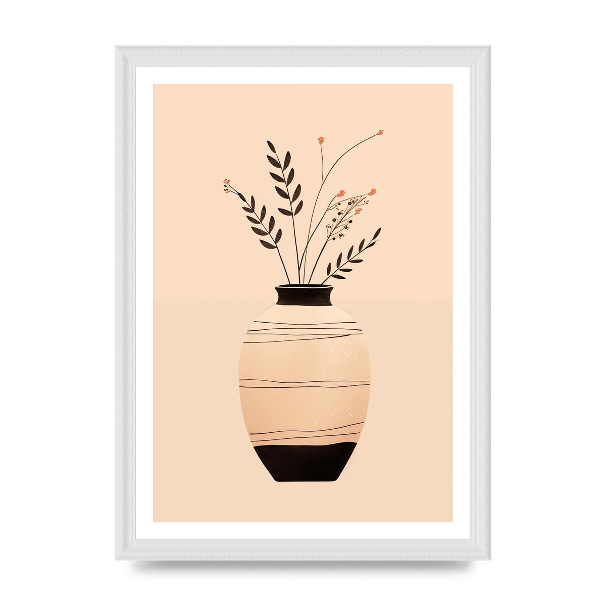 Boho Elegance Vase in Light Brown and Black