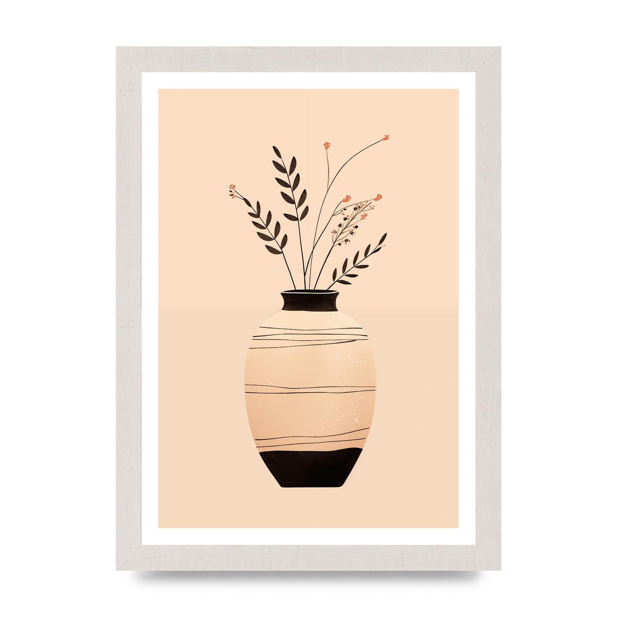 Boho Elegance Vase in Light Brown and Black