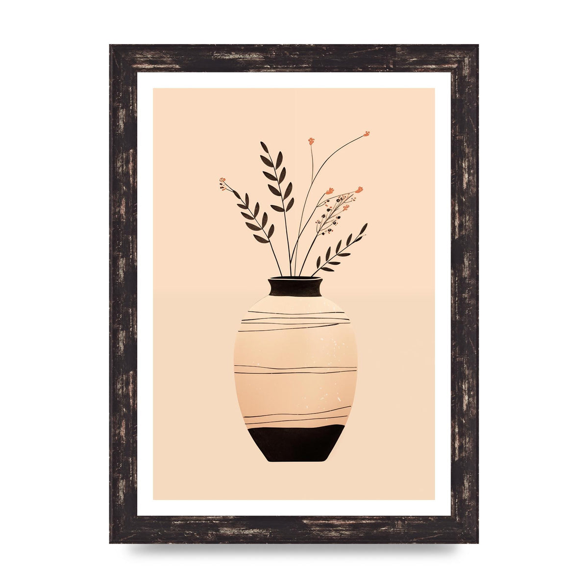 Boho Elegance Vase in Light Brown and Black