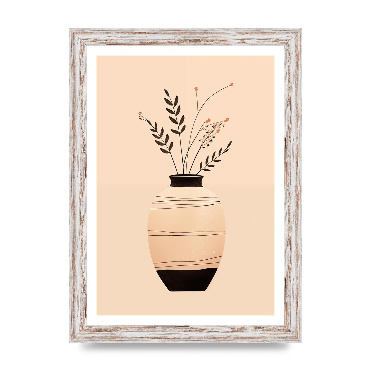 Boho Elegance Vase in Light Brown and Black