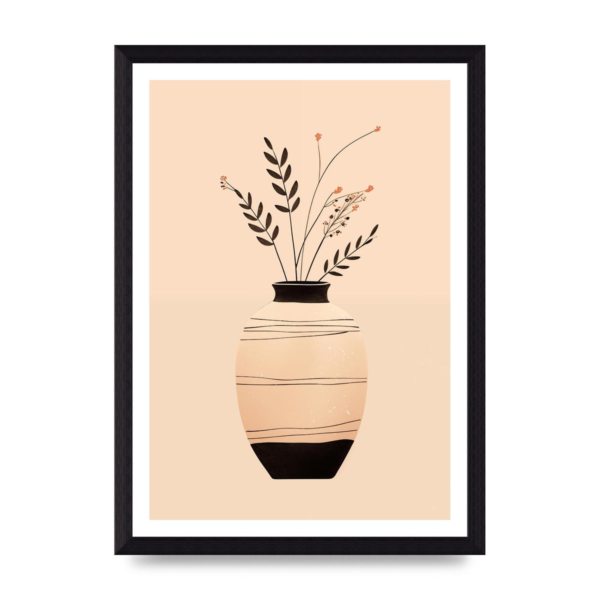 Boho Elegance Vase in Light Brown and Black
