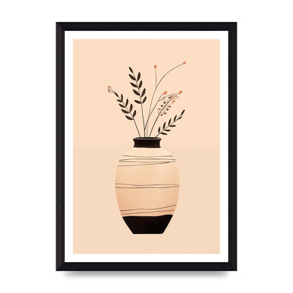 Boho Elegance Vase in Light Brown and Black