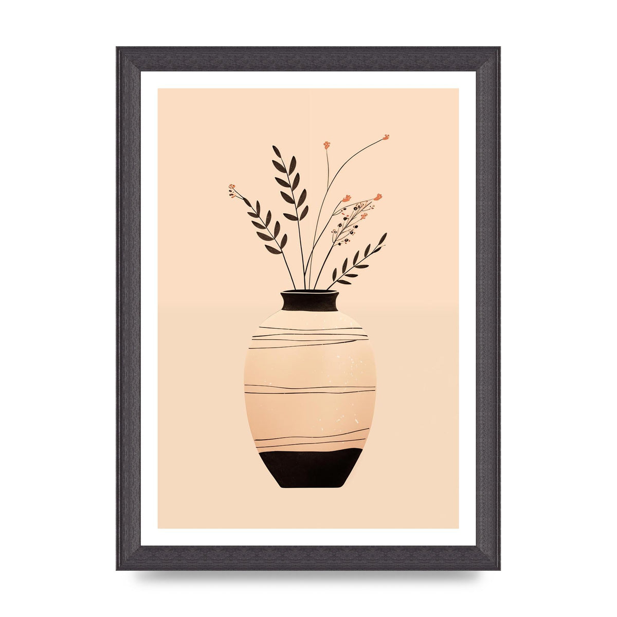 Boho Elegance Vase in Light Brown and Black
