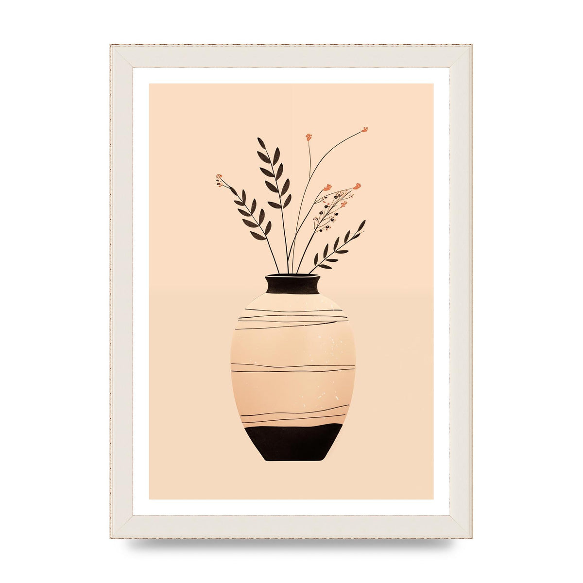Boho Elegance Vase in Light Brown and Black