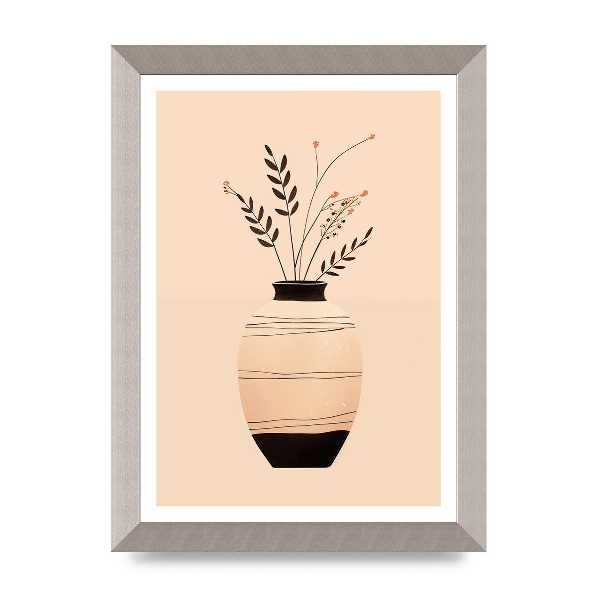 Boho Elegance Vase in Light Brown and Black
