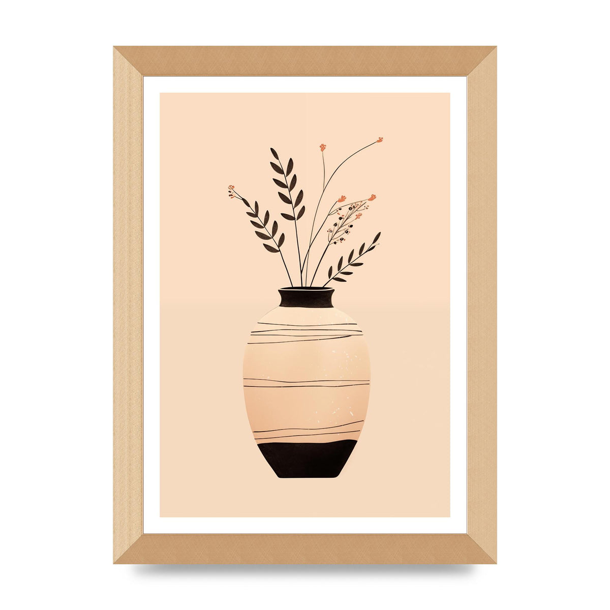 Boho Elegance Vase in Light Brown and Black