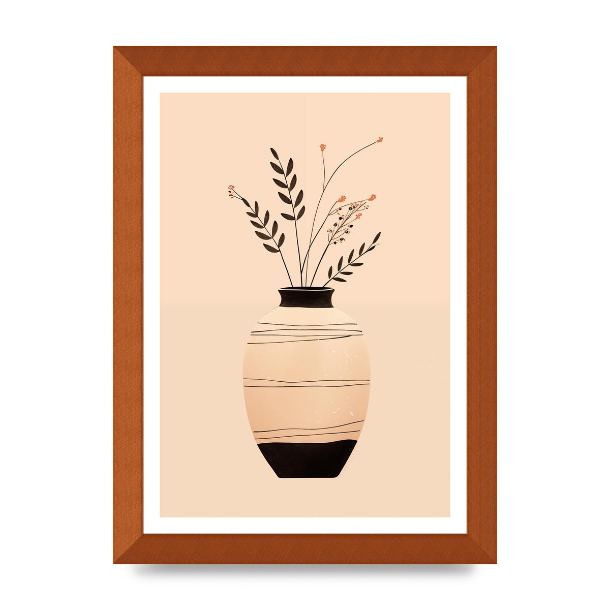 Boho Elegance Vase in Light Brown and Black