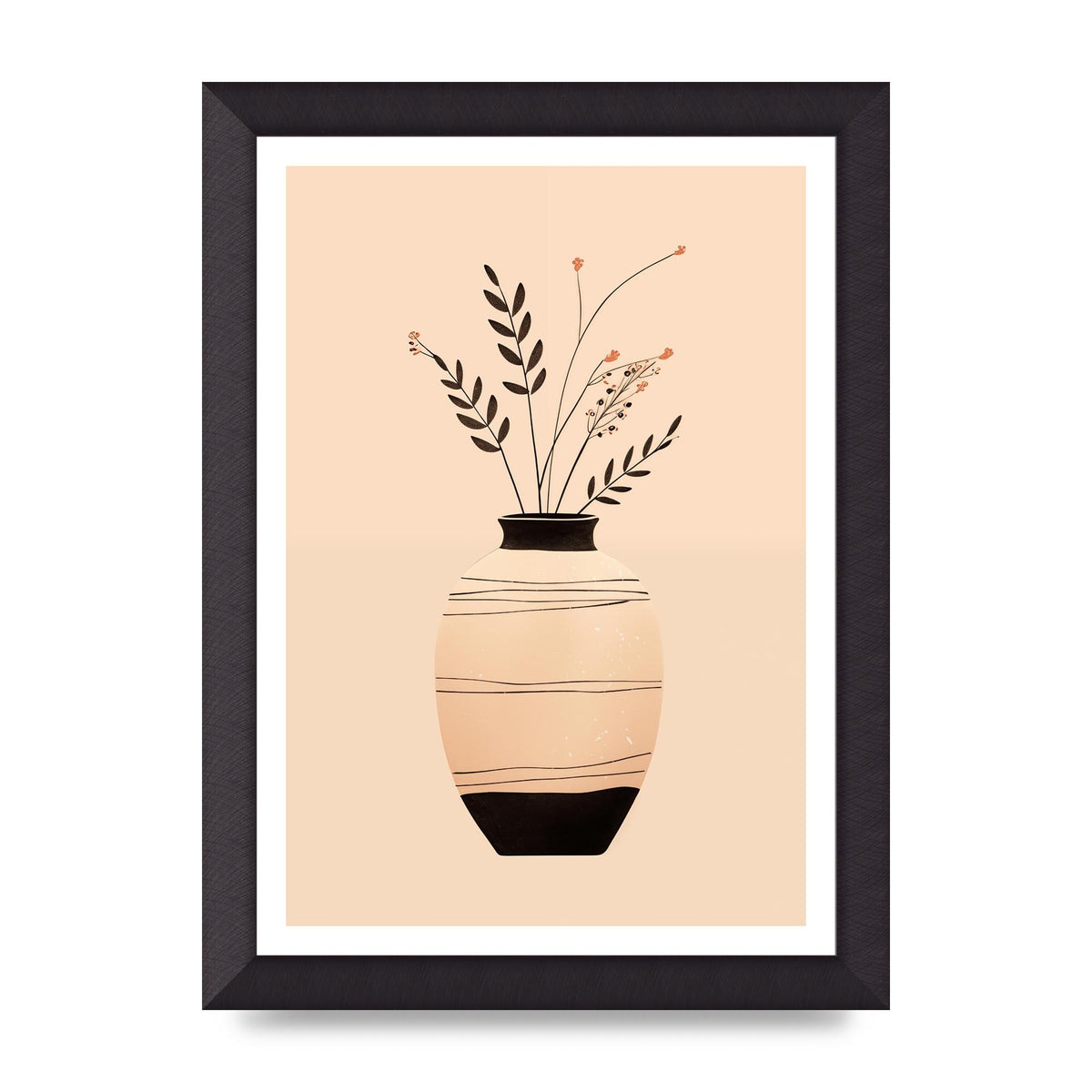 Boho Elegance Vase in Light Brown and Black
