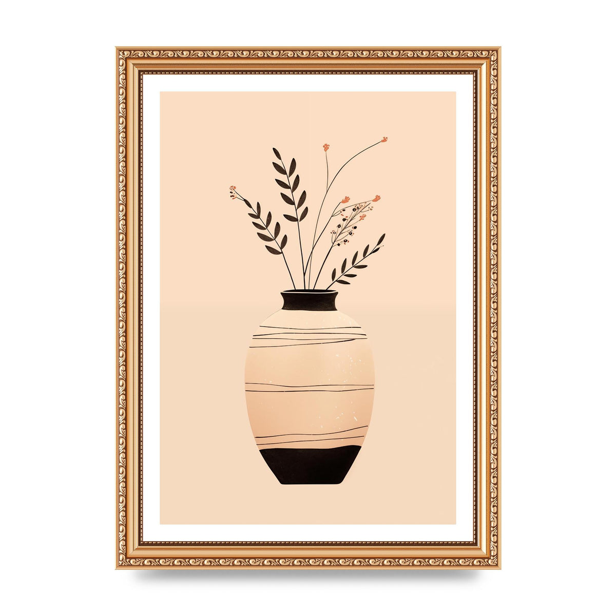 Boho Elegance Vase in Light Brown and Black