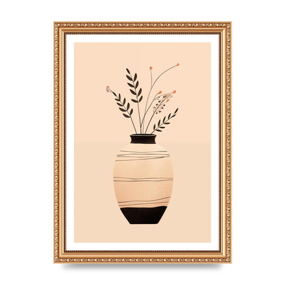 Boho Elegance Vase in Light Brown and Black
