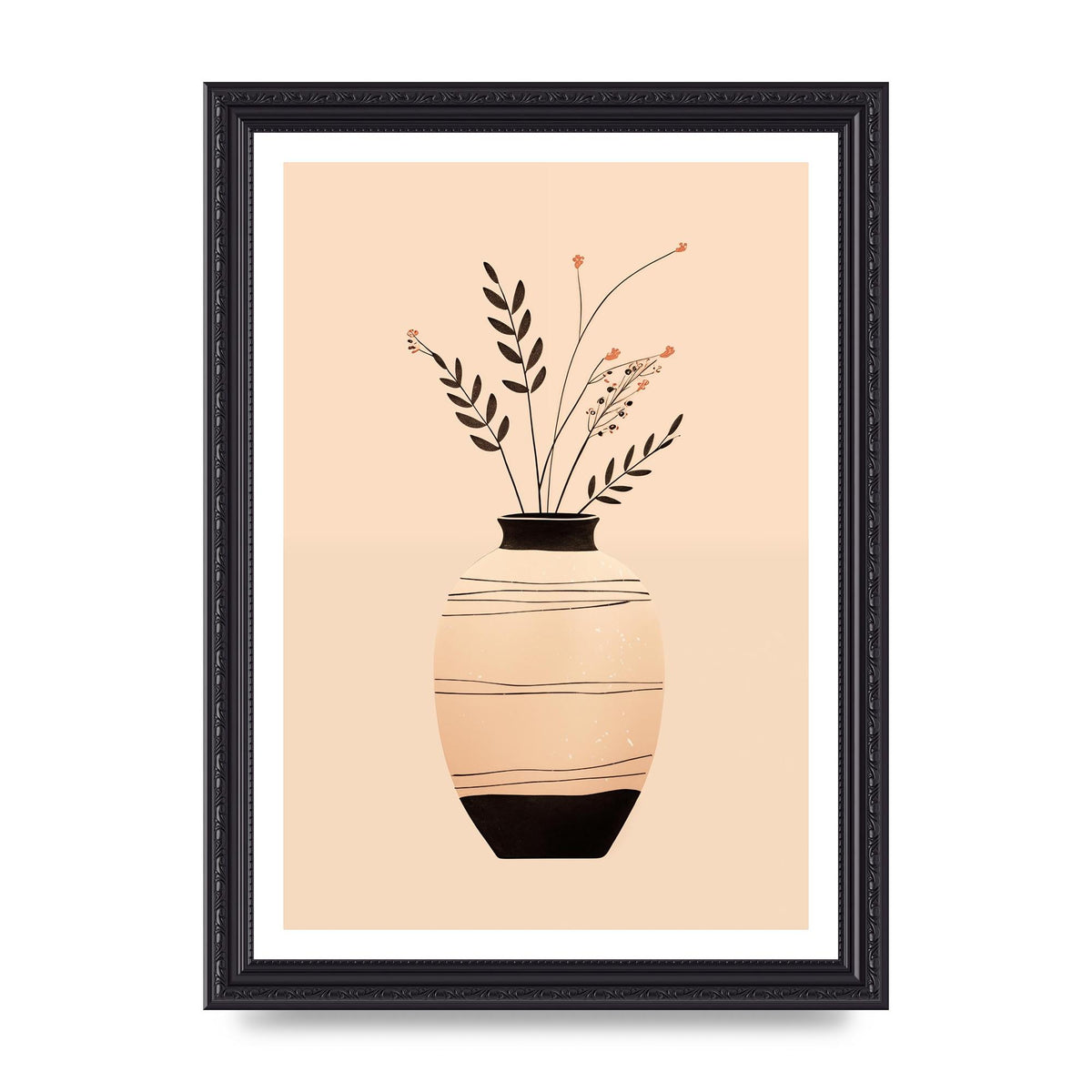 Boho Elegance Vase in Light Brown and Black