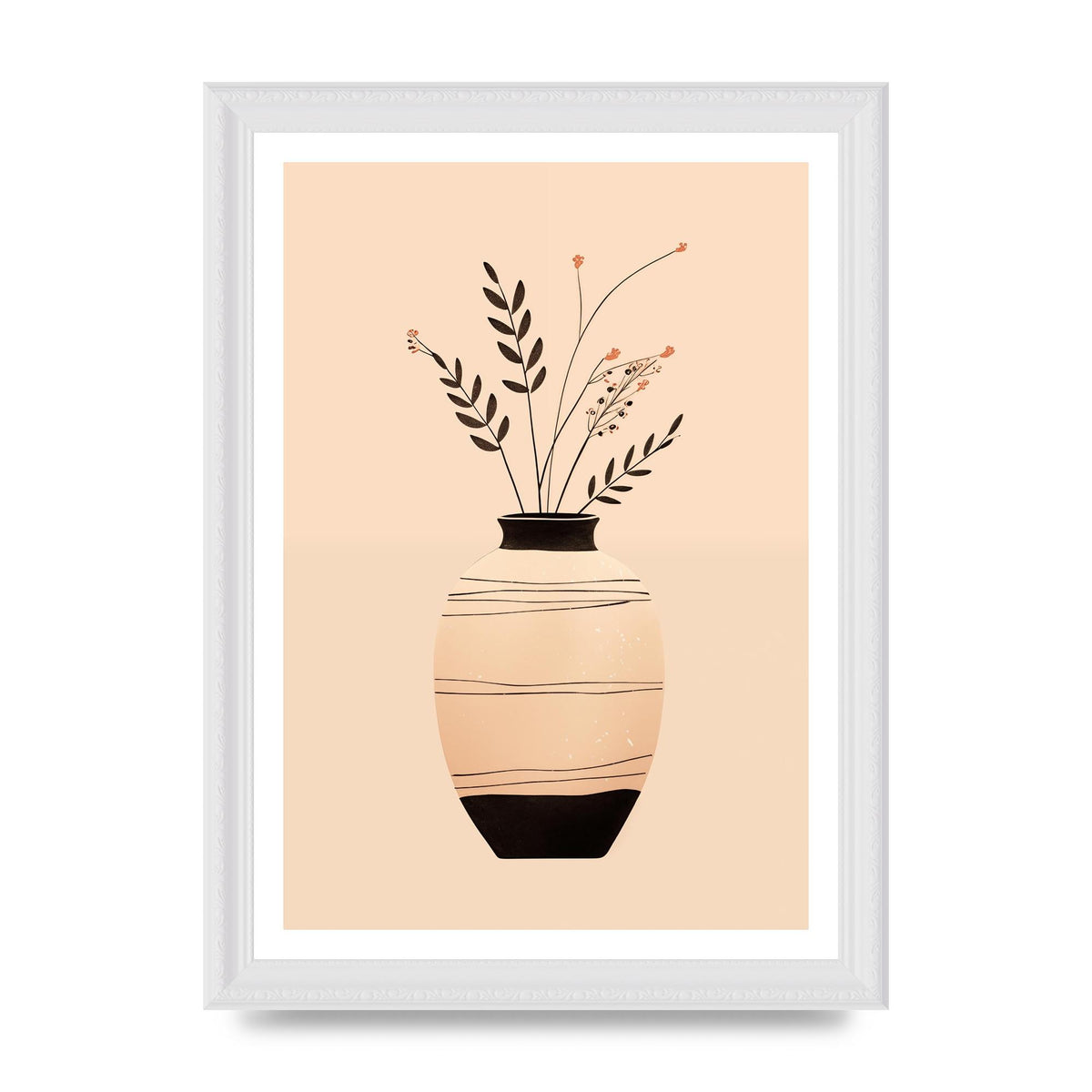 Boho Elegance Vase in Light Brown and Black