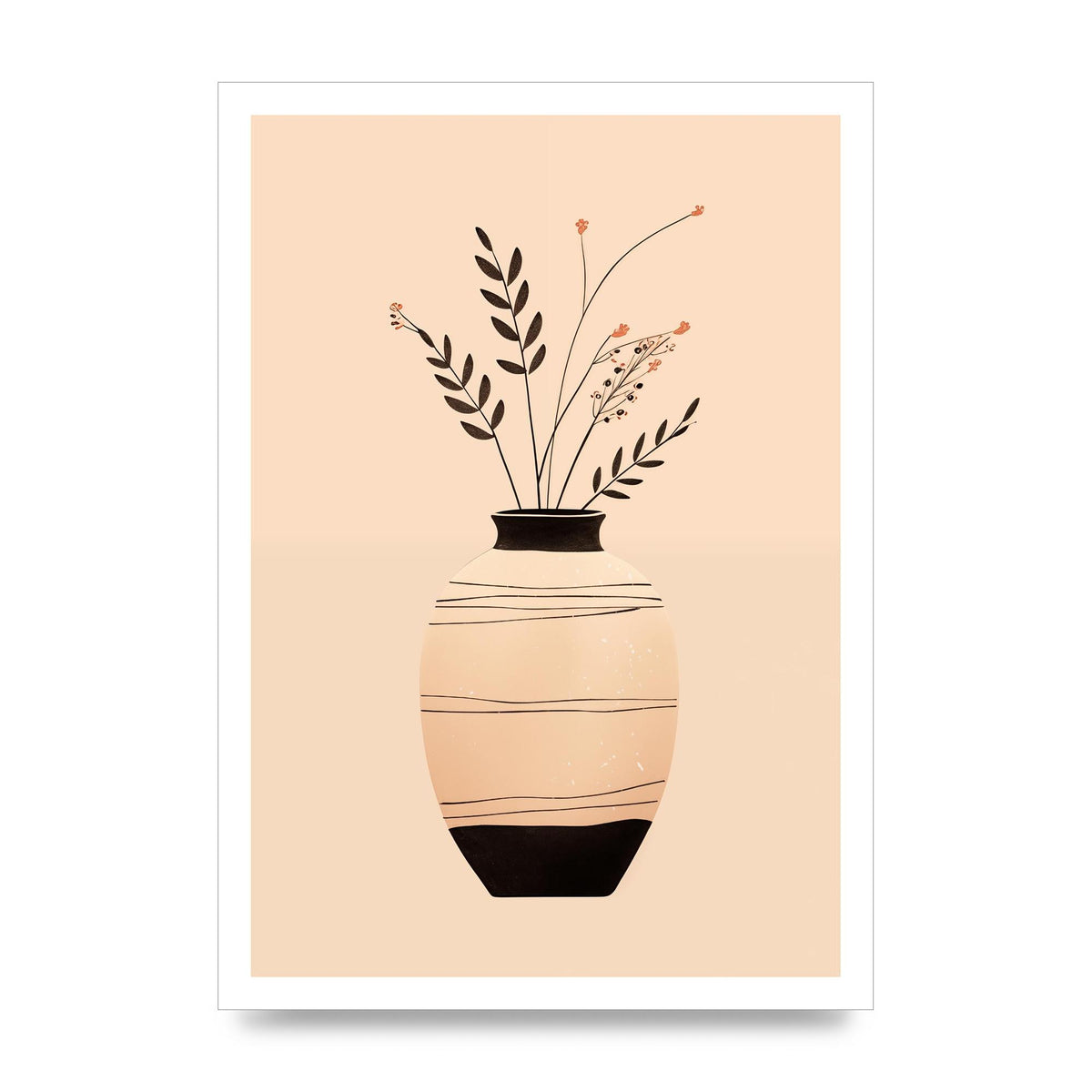 Boho Elegance Vase in Light Brown and Black