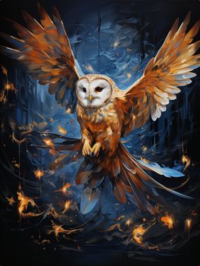 Majestic Owl in Flight Canvas Painting