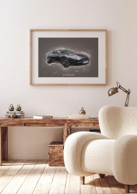 An unframed print of aston martin db11 sports graphic in grey