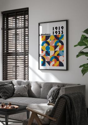 An unframed print of bauhaus style 1 retro in multicolour and black accent colour