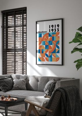 An unframed print of bauhaus style 2 retro in multicolour and black accent colour