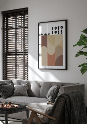 An unframed print of bauhaus style 5 retro in brown and black accent colour
