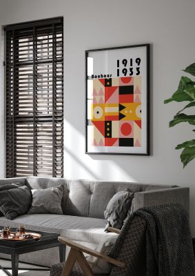 An unframed print of bauhaus style 6 retro in multicolour and black accent colour