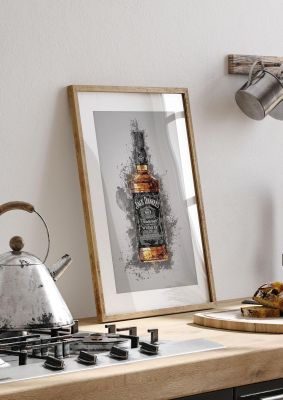 An unframed print of jack daniels splatter graphical illustration in grey and brown accent colour
