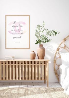 An unframed print of beauty begins fashion illustration in white and pink accent colour