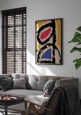An unframed print of abstract colour splash graphical in multicolour and black accent colour