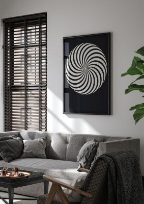 An unframed print of swirl black white graphical abstract in monochrome