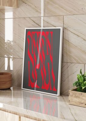An unframed print of spicy graphical in typography in grey and red accent colour