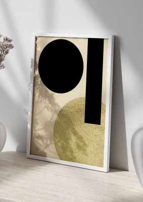 An unframed print of abstract cold black three graphical in black and beige accent colour