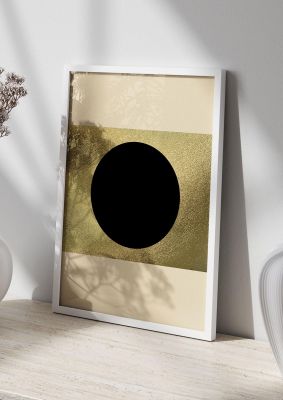 An unframed print of abstract cold black two graphical in black and beige accent colour