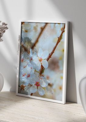 An unframed print of floral bud two nature photograph in beige and white accent colour
