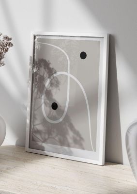 An unframed print of abstract grey white line graphical in grey and white accent colour