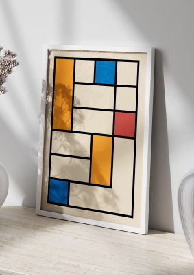 An unframed print of bauhaus grid 2 retro in multicolour and yellow accent colour